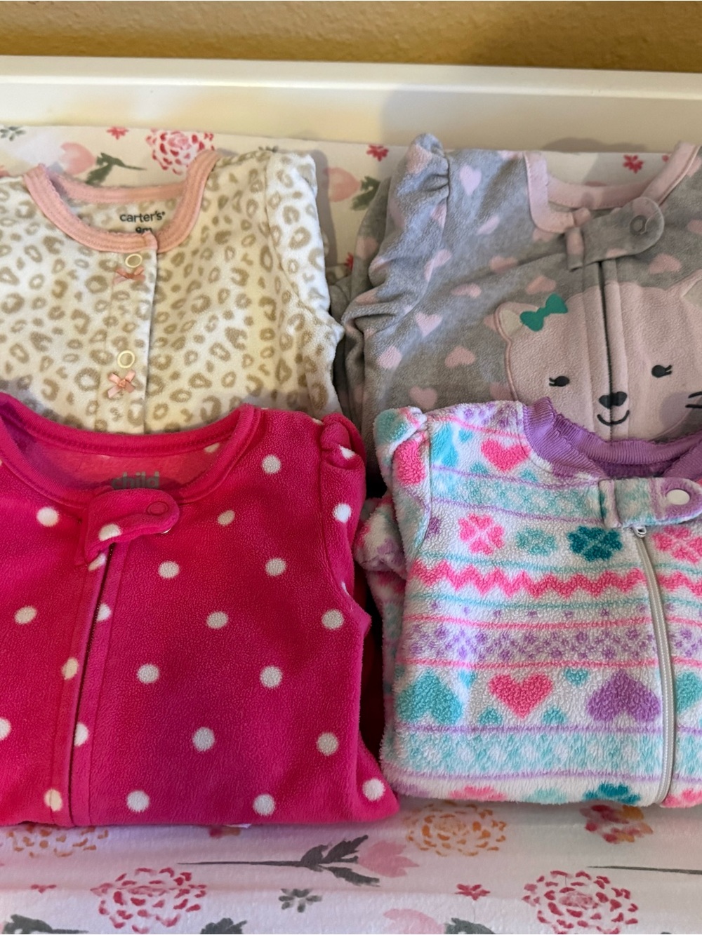 Carter's Pink Polka Dot & Pastel Heart Kids Pajama Bundle